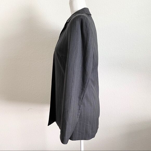 Escada Gray Stripe Linen Blazer Jacket Women’s 34 XS Business Formal Classic - Picture 3 of 9